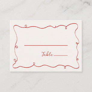 Tarjeta De Mesa Marco de garabato dibujado a mano rojo