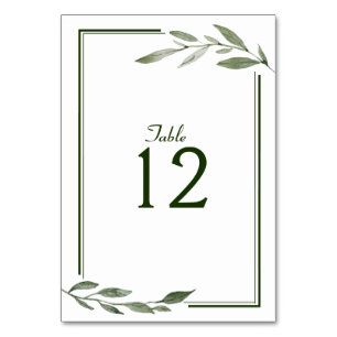 Tarjeta De Mesa Marco de Hojas Mínimas Elegantes Verde Oliva Cazad