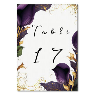 Tarjeta De Mesa Marco elegante Violet Calla Lily