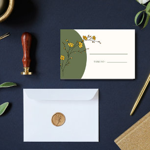 Tarjeta De Mesa Marco floral amarillo vintage Rústico Número de ta