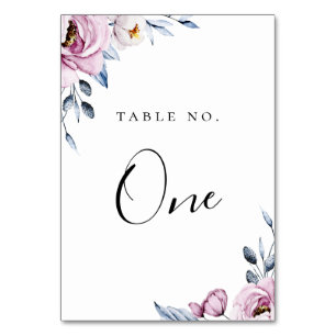 Tarjeta De Mesa Marco floral de malva azul turbio