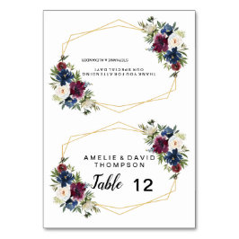 Tarjeta De Mesa Marco geométrico Boda de flores de la Marina de Bo