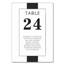 Tarjeta De Mesa Marco geométrico mínimo en blanco y negro con nomb