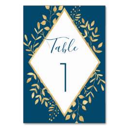 Tarjeta De Mesa Marco moderno azul y dorado