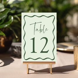 Tarjeta De Mesa Marco Nupcial Moderno Verde Ondulado