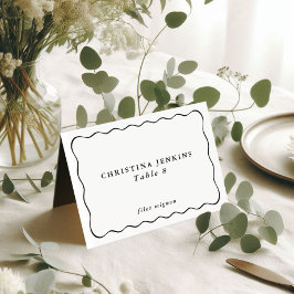 Tarjeta De Mesa Marco Ondulado Boda Nombre de Invitado Personaliza