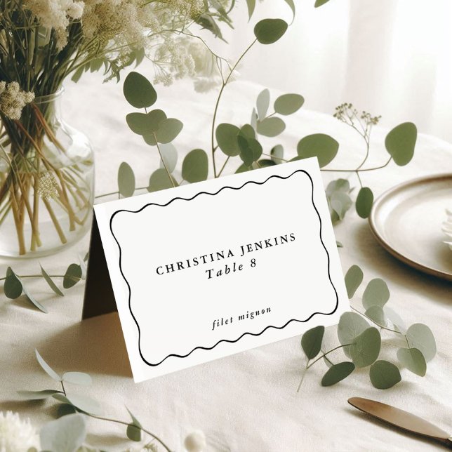Tarjeta De Mesa Marco Ondulado Boda Nombre de Invitado Personaliza (Subido por el creador)