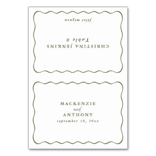 Tarjeta De Mesa Marco Ondulado Boda Nombre de Invitado Personaliza