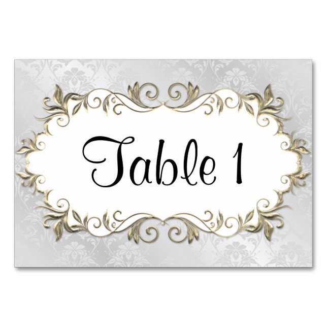 Tarjeta De Mesa Marco plateado boda (Anverso)