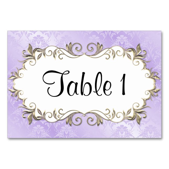 Tarjeta De Mesa Marco púrpura boda (Anverso)