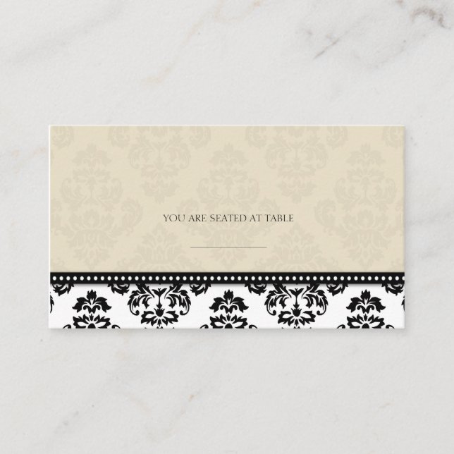 Tarjeta De Mesa Marfil Damask Wedding Placecards (Anverso)