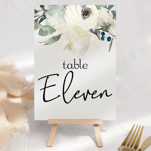 Tarjeta De Mesa Marfil Rosas Blancas Boda Floral Número de tabla (Subido por el creador)