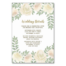 Marfil Rubor Champagne Boda Floral Insertar tarjet