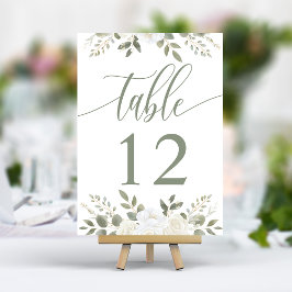 Tarjeta De Mesa Marfil Y Sage Elegante Boda Floral