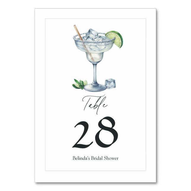 Tarjeta De Mesa Margs y Matrimonio Fiesta de Despedida de Soltera  (Anverso)