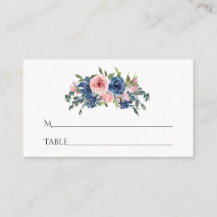 Tarjeta De Mesa Marina acuarela y Rubor Floral Bat Mitzvah