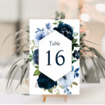 Tarjeta De Mesa marina moderna y boda azul claro<br><div class="desc">número de mesa de boda floral azul claro y marina moderna.</div>