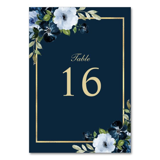 Tarjeta De Mesa marina moderna y boda de oro (Anverso)