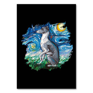 Tarjeta De Mesa Marioneta Greyhound Italiano Starry Night Dog Art