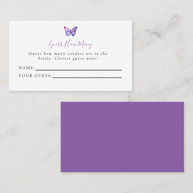 Tarjeta De Mesa Mariposa Baby Shower adivina cuántos juegos (Anverso / Reverso)