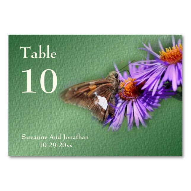 Tarjeta De Mesa Mariposa En El Boda Personalizado De Aster Nature (Anverso)