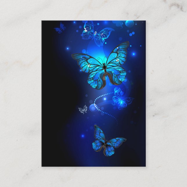 Tarjeta De Mesa Mariposa morfo en el fondo oscuro (Anverso)