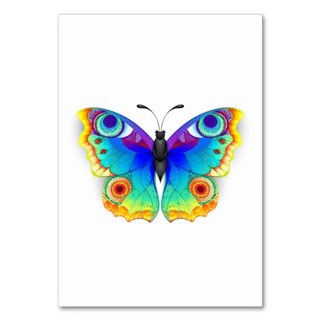 Tarjeta De Mesa Mariposa Pavo Real Ojo de Arcoíris (Anverso)