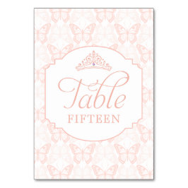 Tarjeta De Mesa Mariposa rosa Rubor Tiara Sweet 15