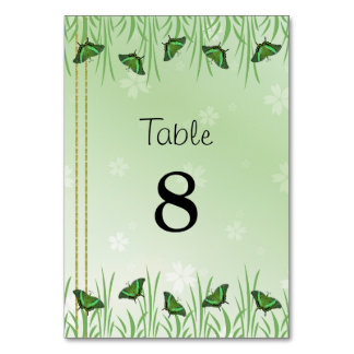 Tarjeta De Mesa Mariposa verde sobre verde claro -