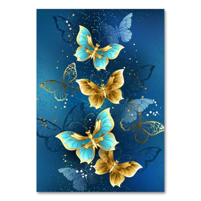 Tarjeta De Mesa Mariposas doradas (Anverso)