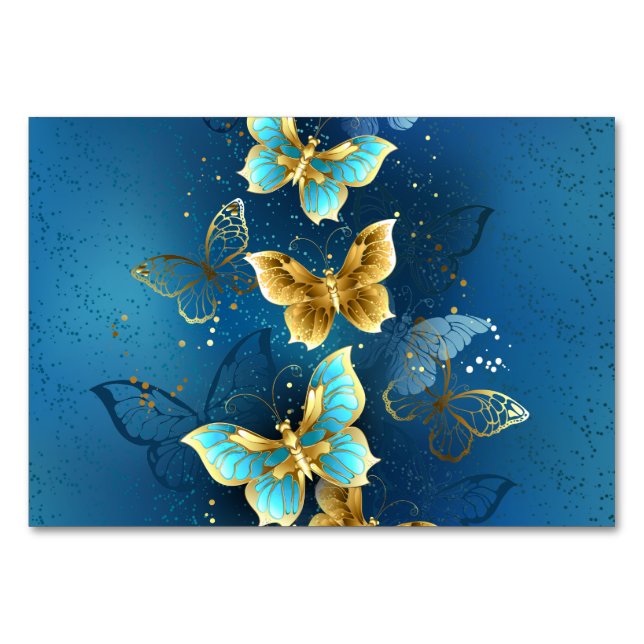 Tarjeta De Mesa Mariposas doradas (Anverso)