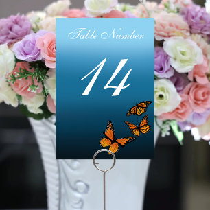Tarjeta De Mesa Mariposas Monarca Ómbre Azul