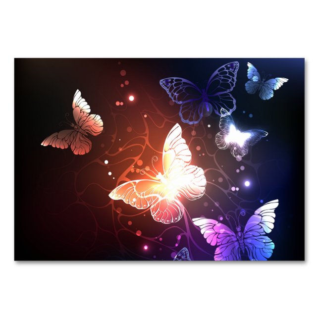 Tarjeta De Mesa Mariposas nocturnas brillantes (Anverso)