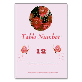 Tarjeta De Mesa Mariposas rosadas de coral Flor de campo