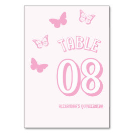 Tarjeta De Mesa Mariposas rosadas Quinceanera