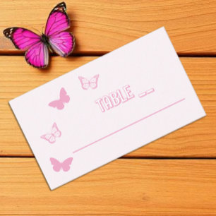 Tarjeta De Mesa Mariposas rosadas Quinceanera
