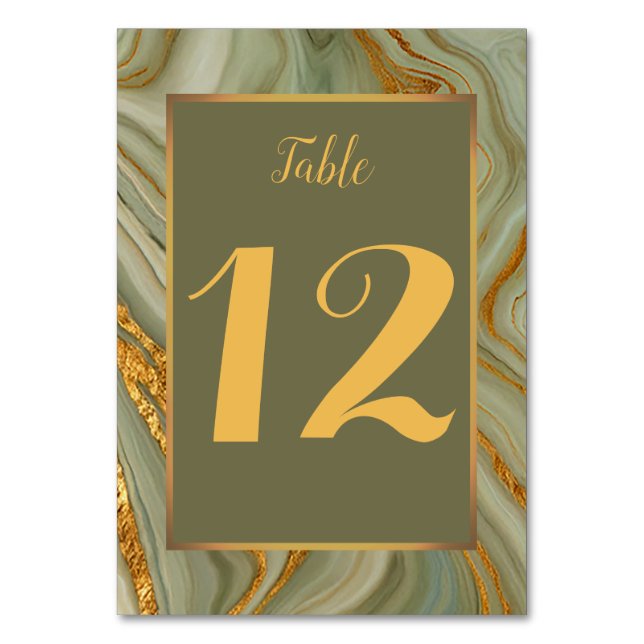 Tarjeta De Mesa Mármol de ónix verde y dorado (Anverso)