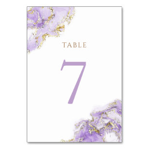 Tarjeta De Mesa mármol del líquido de lavanda de oro Cuadro 7