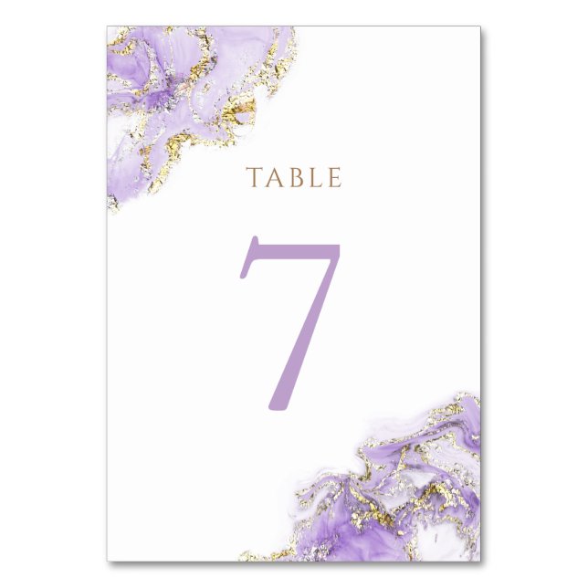 Tarjeta De Mesa mármol del líquido de lavanda de oro Cuadro 7 (Anverso)