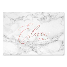 Tarjeta De Mesa Mármol Falso Oro Rosa Romántico Caligrafía Once