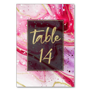 Tarjeta De Mesa Mármol Rojo de Vino Inky Splash con Boda de Reliev