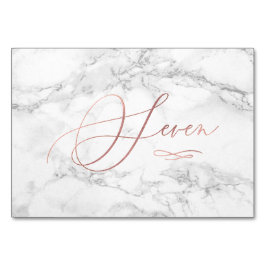 Tarjeta De Mesa Mármol Rosa Dorado Falso Caligrafía Romántica Siet
