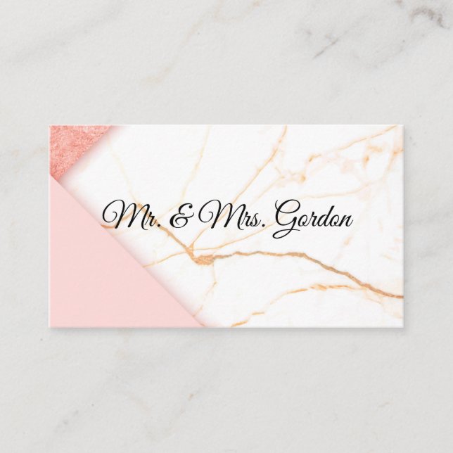 Tarjeta De Mesa Mármol rosa y dorado moderno (Anverso)