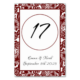 Tarjeta De Mesa Maroon Burgandy elegante de trabajo abierto