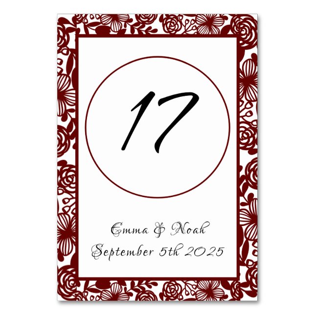 Tarjeta De Mesa Maroon Burgandy elegante de trabajo abierto (Anverso)