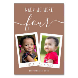Tarjeta De Mesa Marrón Cuando éramos niños Fotos Escritura Boda