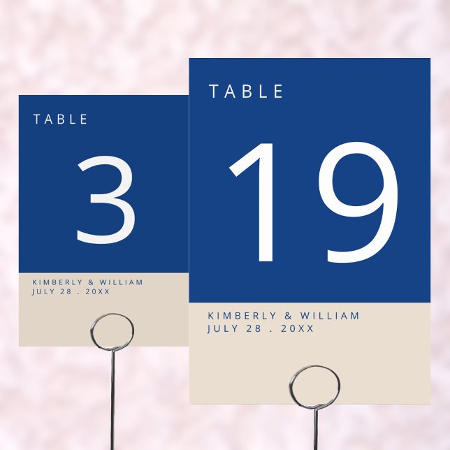 Tarjeta De Mesa Marsella Bleu Modern Simple Wedding Reception (Marseille Bleu Modern Wedding Table Number Cards)