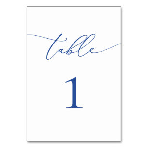 Tarjeta De Mesa Marsella Bleu y número de tabla Minimalista blanca