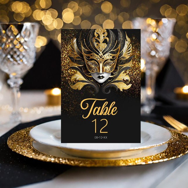 Tarjeta De Mesa Máscara de mascarada Motif Black Gold ID1031 (Subido por el creador)