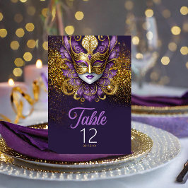 Tarjeta De Mesa Máscara de mascarada Motif Purple Gold ID1031